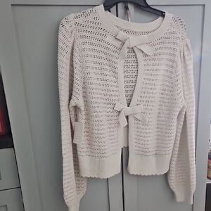 Elegant Lauren Conrad Cream Sweater with Bow Accents On Back